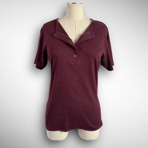vtg 70s The Gathering Sears burgundy t-shirt sz M half button henley purple red